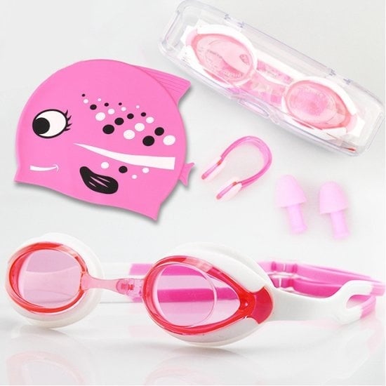 8720618740991 - Garpex® Taucherbrille Kids - Schwimmbrille Kids Set mit Badekappe und Nasenklammer - Pink