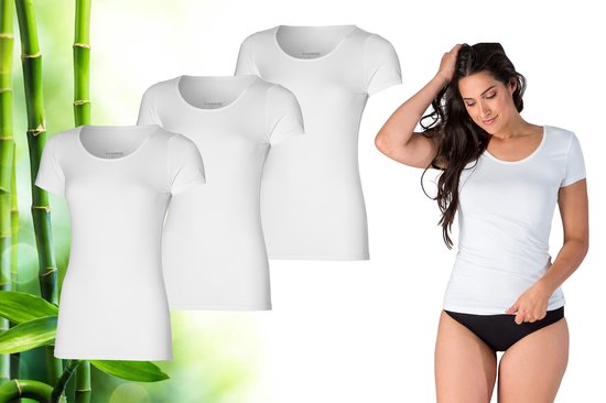8720618781192 - Bambus - T Shirt Damen - Rundhalsausschnitt - 3 Stück - Weiß - XL - Bambus Unterhemd - Anti Sweat Shirt - Unterhemd - Extra lang - Damen Hemden Kurzarm 8720618781192 - Bambus - T Shirt Damen - Rundhalsausschnitt - 3 Stück - Weiß - XL - Bambus Unterhemd - Anti Sweat Shirt - Unterhemd - Extra lang - Damen Hemden Kurzarm