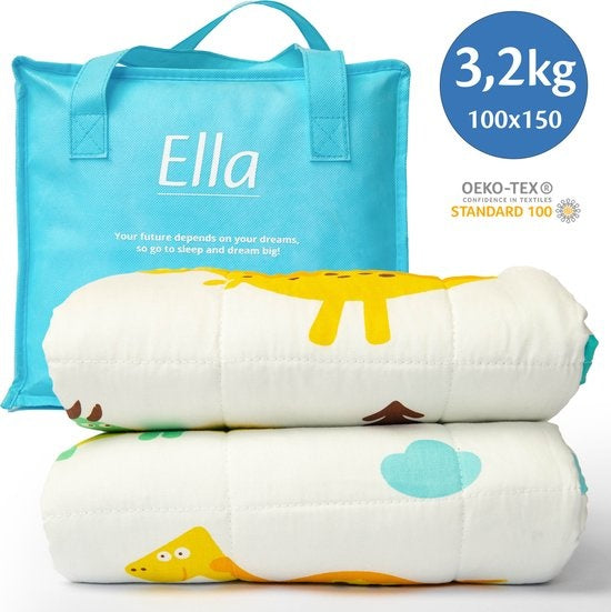 8720618853059 - EL Life Wiegedecke Kind 32kg - 100 x 150cm - Wiegedecke - OEKO-TEX Baumwolle - Dino