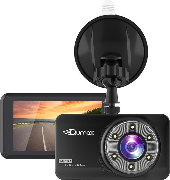 8720618939227 - Qumax Dashcam fürs Auto - Full HD - Parkmodus mit eingebautem G-Sensor - IPS-Display - 170° Weitwinkelobjektiv - Nachtsicht