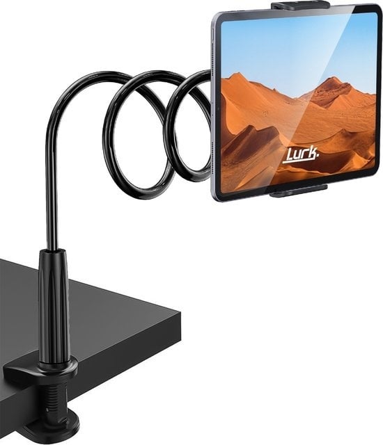 8720618939296 - LURKÂ® Tablet-Halterung flexibel und verstellbar - Telefonhalterung Ergonomisch - 70cm lang - 4 bis 11 Zoll - Universal - Schwarz