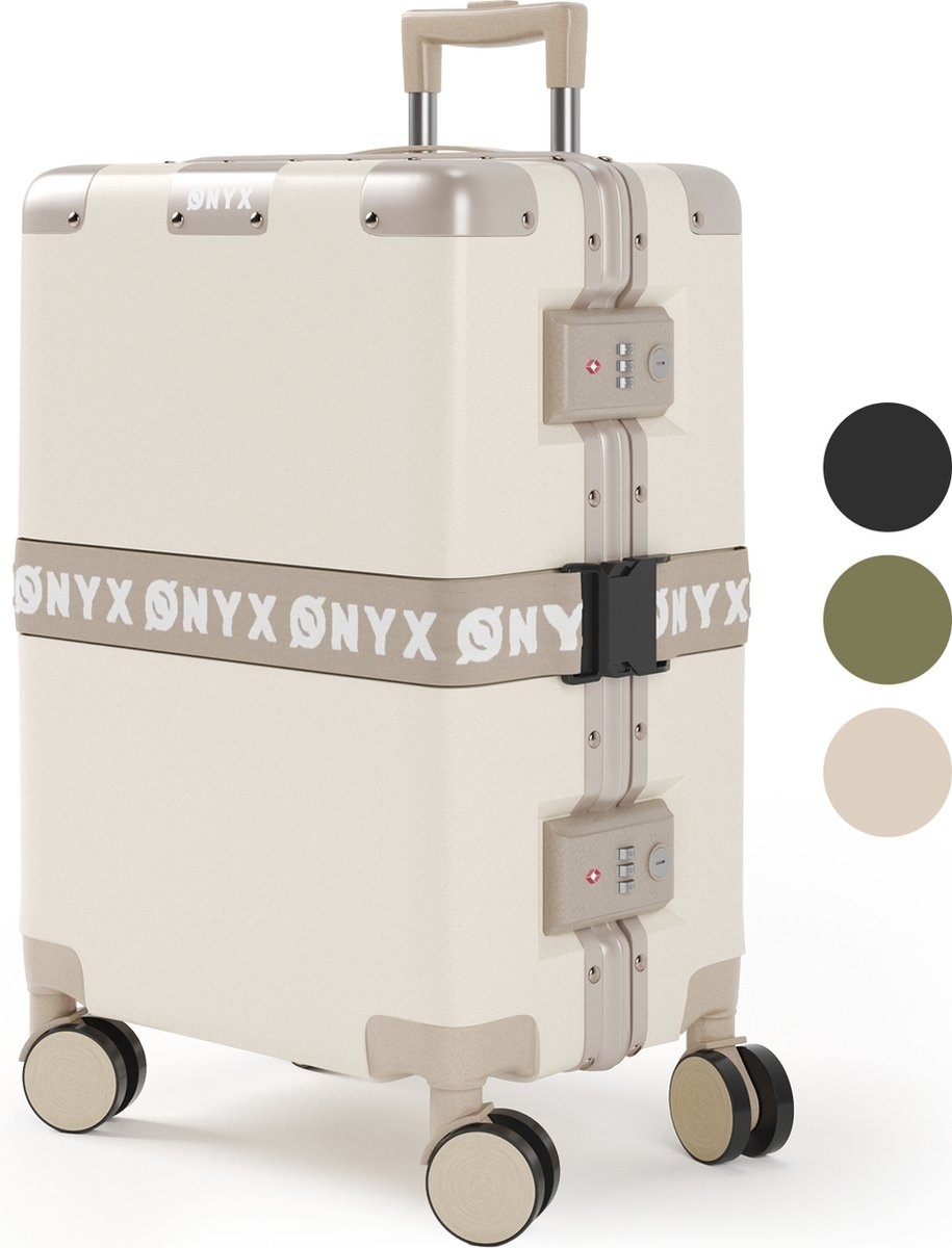 8720618939524 - ONYXÂ¬Ã† Handgepäckkoffer 33L - TSA-Schloss - Spinner-Räder - Leichter Trolley - Aluminiumverschluss - Sandweiß