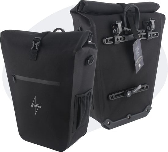 8720618978691 - Voltano Luxe E-Bike Gepäcktasche 28L - Schwarz - Gepäckträgertasche mit Laptop-Fach - 100% wasserdicht - mit kostenlosem Schultergurt