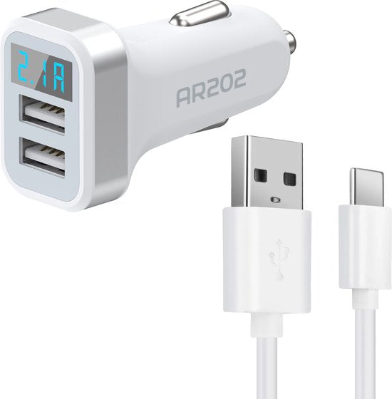 8720627770811 - Autoladegerät mit USB-C-Kabel - 1 Meter - Weiß