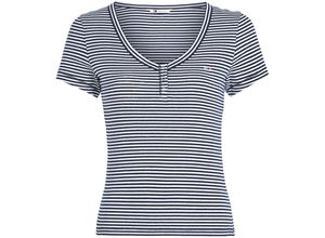 8720636524085 - TOMMY Jeans T-Shirt Henley-Ausschnitt für Damen blau XS