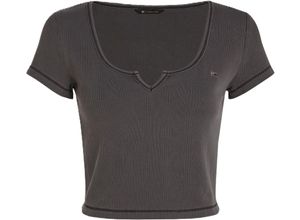 8720636527475 - TOMMY Jeans T-Shirt Split-Neck für Damen schwarz XS