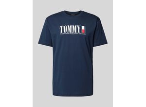 8720636578378 - TOMMY Jeans T-Shirt Baumwolle Logo-Print für Herren blau L