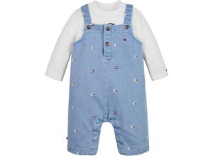 8720636998237 - T-Shirt & Kleid TOMMY HILFIGER FUN ALLOVER PRINT DUNGAREE SET Gr 68 blau (denim medium) Baby KOB Set-Artikel Outfits bis 2 Jahre mit gestickter Logoflagge