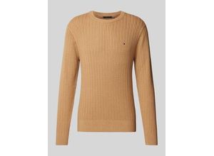 8720638246909 - Slim Fit Strickpullover mit Fischgrät-Struktur