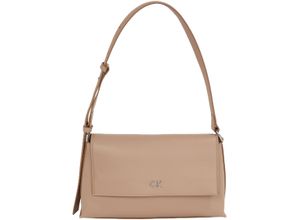 8720639022717 - Schultertasche Magnetdruckknopf Label-Prägung für Damen beige