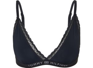 8720643576503 - TOMMY HILFIGER Tonal Logo Lace Triangel-BH Häkchen-Verschluss für Damen blau M