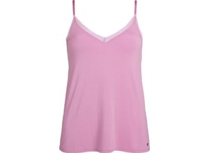 8720646606238 - TOMMY HILFIGER Schlafanzug-Oberteil V-Ausschnitt Spitzenbordüre für Damen pink L