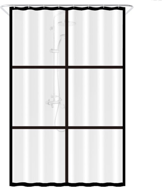 8720648194399 - Duschvorhang Anti-Schimmel - Matt Transparent Schwarz - Inklusive Ringe - Wasserdicht - PEVA - Duschvorhang 120x200 cm