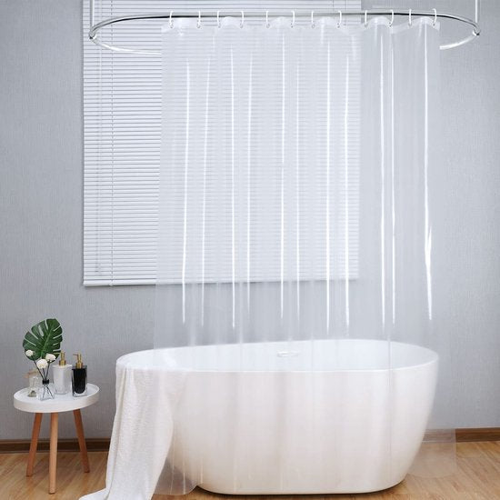 8720648194498 - Duschvorhang Anti-Schimmel - Transparent - Ringe inklusive - Wasserdicht - PEVA - Duschvorhang 180x200 cm