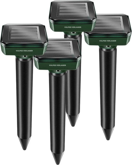 8720648259753 - Vulpes Goods® Repellent - Mole Repellent - 4 Stück - Mouse Repellent - Mole Repellent - Funktioniert mit Solarenergie - Wasserdicht - Tierfreundlich - Sauberer Garten Rasen oder Grundstück!