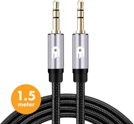 8720648282133 - AUX-Kabel 35 mm - Audiokabel - vergoldet - Stecker auf Stecker - Silber - 15 Meter