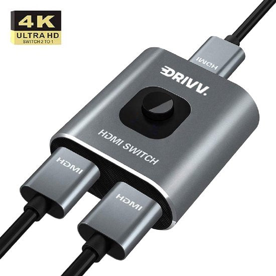 8720648282447 - HDMI-Umschalter - 2 Eingänge 1 Ausgang   1 Eingang 2 Ausgänge - 4K 60Hz - Space Grey