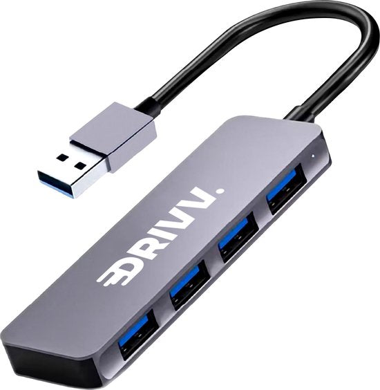 8720648282515 - USB-Splitter 4 Ports - USB 30A - USB-Hub 30 - Aluminiumgehäuse - Grau