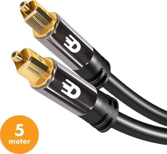 8720648282997 - Optisches Premium Toslink-Kabel - Optisches Audiokabel - Soundbar - Stecker zu Stecker - 5 Meter - Schwarz