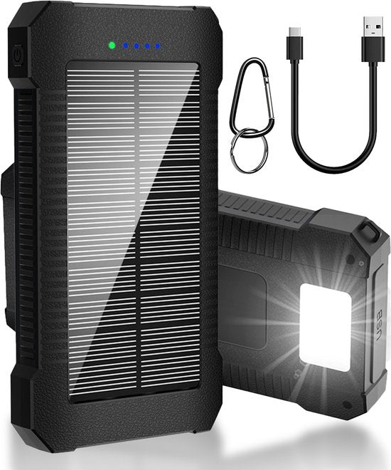 8720648292040 - Solarclub Solar Powerbank 30000 mah - Solarladegerät - Kabelloses Solarladegerät mit Micro USB & USB C