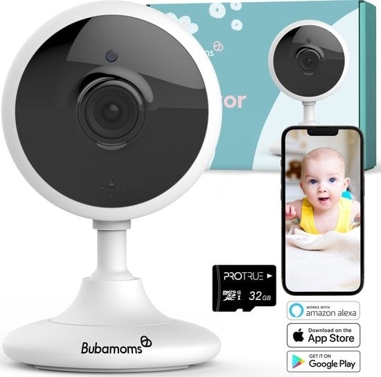 8720648292149 - Bubamoms 1080p Full HD Wifi Baby Monitor mit Kamera und App - Baby Kamera - Baby Monitor mit App - Baby Monitor - Sicherheitskamera