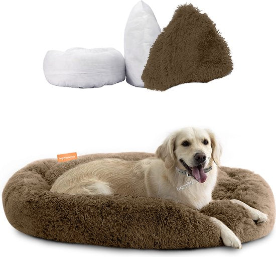 8720648292224 - Happysnuts Donut Hundekorb 100cm - Braunes Hundebett - Hundebett - Waschbares Hundekissen