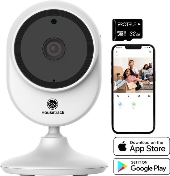 8720648292286 - Housetrack Überwachungskamera 1080P - IP Sicherheitskamera mit App - Wifi Sicherheitskamera - Smart Home - Kamera Sicherheit im Innenbereich