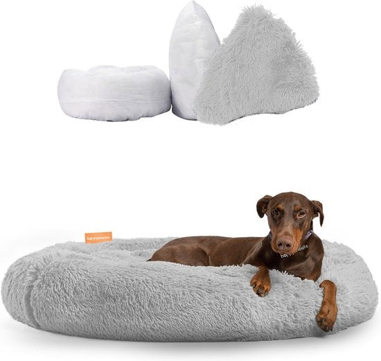 8720648292323 - Donut Hondenmand 120cm - Extra Groot - Fluffy - Luxe Hondenbed - Dog Bed - Wasbaar - Lichtgrijs