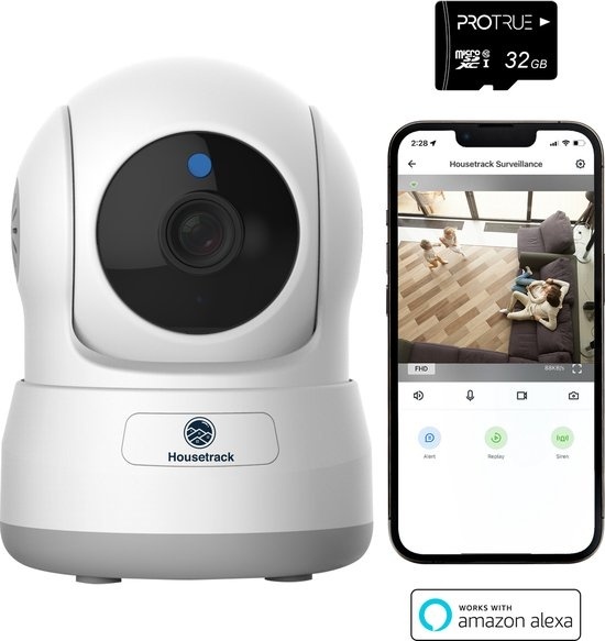 8720648292552 - Housetrack Überwachungskamera - IP-Kamera - Innenraumkamera - HD-Kamera - 360° Home Security Camera