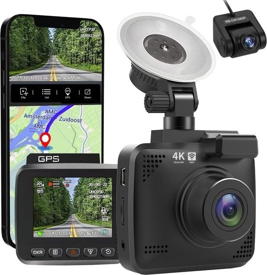 8720648292637 - ProTrue 4K Ultra HD Dashcam - Dual Dash Cam für Auto vorne und hinten - mit Wifi und GPS