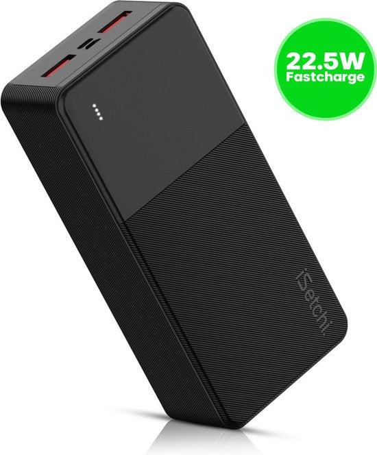 8720648399282 - BoostMax - Universal Powerbank - 30000 mAh - Externer Akku - Notfallpaket - USB-C & Micro USB - Tragbares Ladegerät - 225W Schnellladung - Schwarz