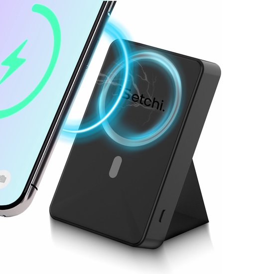8720648399312 - MagSafe powerbank 12000 mAh - Kleine Größe - Magnetisch & kabellos - Externer Akku - Tragbares Ladegerät - Notfallpaket - Geeignet für Apple iPhone 12 13 14 15 16 - Schwarz