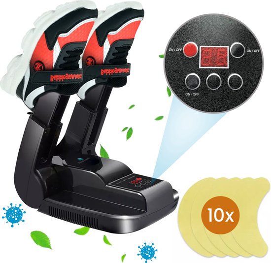 8720648423673 - Premium Shoe Dryer & Shoe Freshener - Ozonfunktion - Shoe Dryer Fresh - Trocknungsfunktion - Inklusive 10 Geruchsvernichter - Schuh - Schwarz