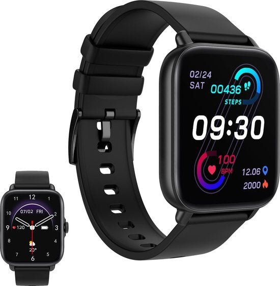 8720648423741 - Premium Smartwatch - Männer - Schrittzähler - Schlafmonitor - Herzfrequenzmonitor - Sportmonitore - Geeignet für jeden Laptop und jedes Smartphone- Schwarz