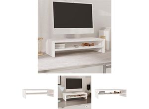 8720679907364 - The Living Store Monitorständer Weiß 50x24x13 cm Massivholz Kiefer - TV-Möbel - Weiß