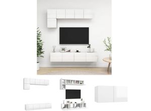 8720679917714 - Vidaxl - The Living Store 5-tlg TV-Schrank-Set Hochglanz-Weiß Holzwerkstoff - TV-Möbel - Weiß