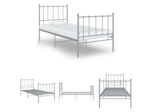 8720679979200 - The Living Store Bett Grau Metall 100x200 cm - Betten & Bettgestelle - Grau