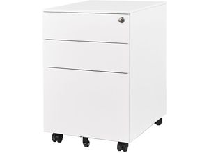 8720704605425 - Vivol - Stahl-Schubladenschrank   Rollcontainer - Weiß - 60 x 50 x 39 cm - Abschließbar mit 3 Schubladen - Weiß