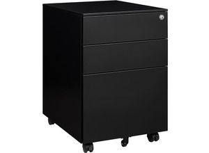 8720704605432 - Vivol - Stahl-Schubladenschrank   Rollcontainer - Schwarz - 60 x 50 x 39 cm - Abschließbar mit 3 Schubladen - Schwarz