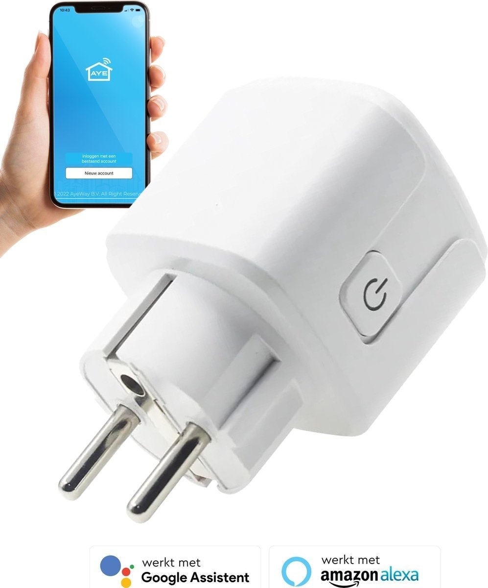 8720707180851 - Smart Plug mit Energiezähler - Smart Plug - WiFi Steckdose - Funktioniert mit Google Home & Alexa - iOS & Android - 1 Stück