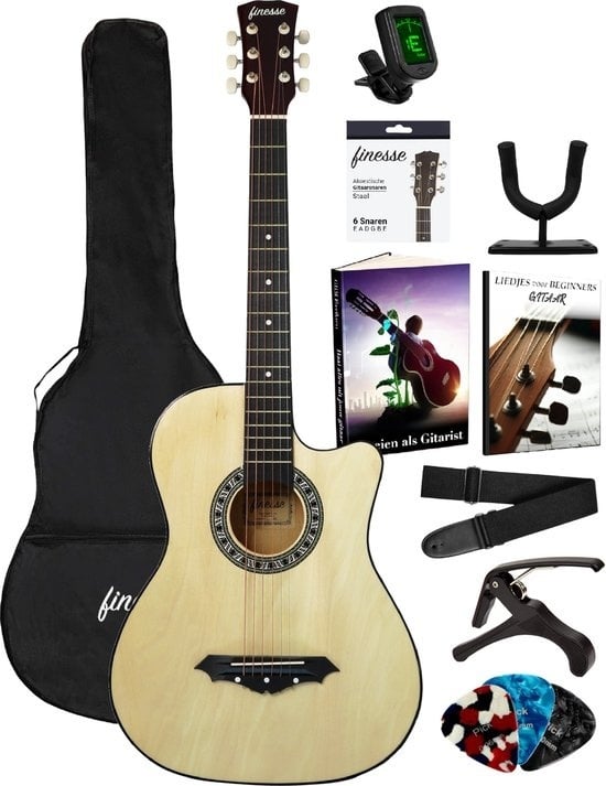 8720726037181 - Finesse Akustikgitarre - Starter Set - Klassisch - Westerngitarre - Guitar Kids - Dallas