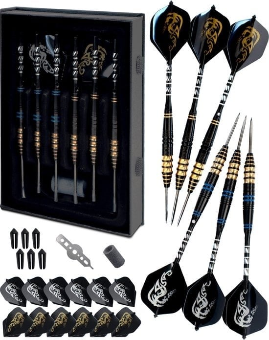 8720726037693 - WINDSORÂ¬Ã† Cavelier 3 Dart Set mit 6 Darts Deluxe Aufbewahrungsbox 12 Flights Flight Protectors Dartspitzer und Dartwerkzeug