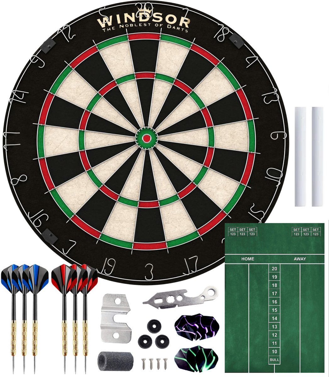 8720726037914 - WINDSOR Dartscheibe - mit Darts & Zubehör - Sisal - Dartscheibe - Ritter 3