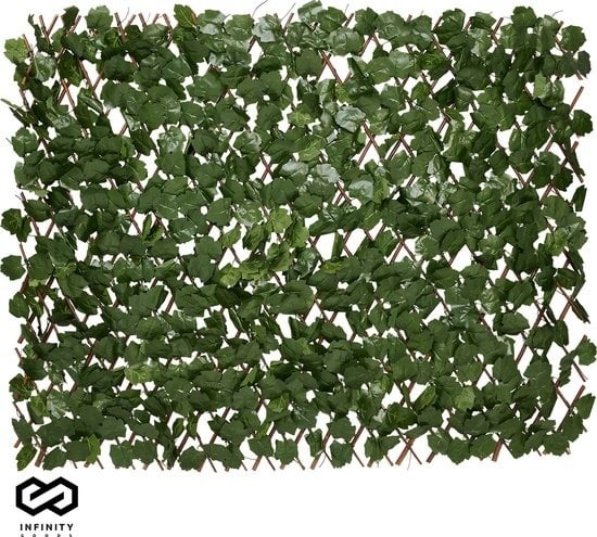 8720726337205 - Infinity Goods Künstliche Hecke - Ausziehbar - 180 x 90 cm - Künstlicher Efeu - Künstliche Pflanzen für draußen und drinnen - Pflanzenimitat - Künstlicher Efeu - Ausziehbar - Gartenschirm - Balkonsichtschutz