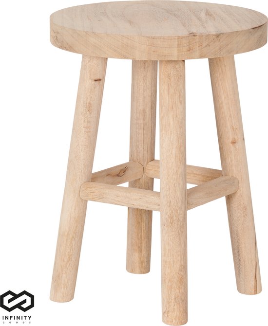 8720726337618 - Hocker Holz - Teak - Beistelltisch - Fußbank - Pflanzentisch - Stufe - bis 150 kg - Braun