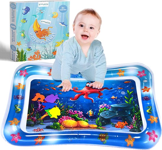 8720726415118 - Wasser Spielmatte - Wasser-Matte - Spielmatte Baby - Tummy Time - Luxus-Geschenk-Box