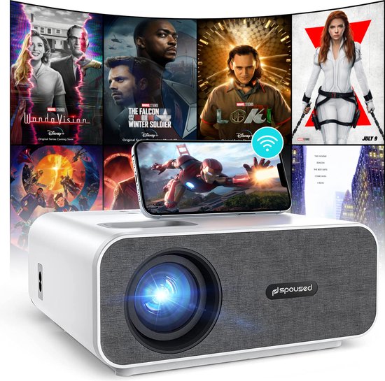 8720726415514 - Beamer - Full-HD - 12000 Lumen - Streaming von Ihrem Telefon mit WiFi - Mini-Beamer - Weiß