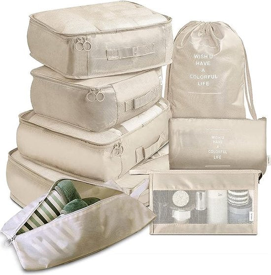 8720726415682 - PathsailÂ® Packwürfel-Set 9-teilig - Gepäck-Organizer - Koffer-Organizer-Set - Beige