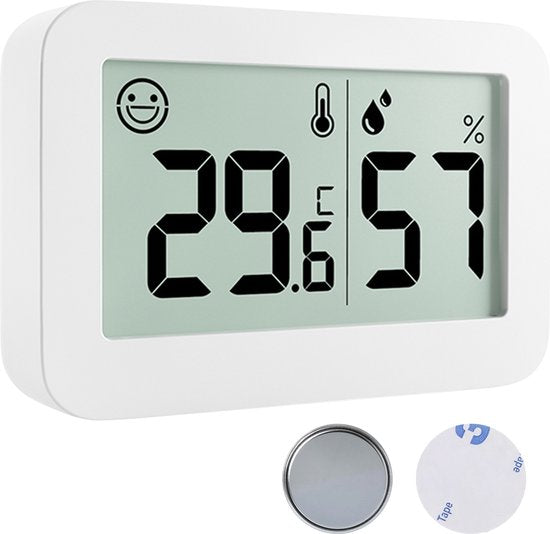 8720726415729 - Hygrometer & Thermometer - Wetterstation - Luftfeuchtigkeitsmesser - Raumthermometer - inkl Batterie und Klebestreifen