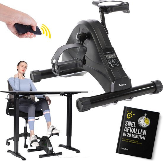 8720726573214 - Chair Bike mit elektrischer Unterstützung - Inklusive Fernbedienung Anti-Rutsch-Matte und E-Book - Für Arme und Beine - Für ältere Menschen oder Rehabilitation - desk bike - deskbike - Chair Bike Exercise Trainer - Cycle Trainer - Schwarz